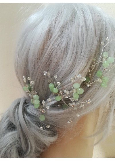 Сватбени фуркети украса за коса с кристали Сваровски в цвят Мента Tender Clovers by Rosie